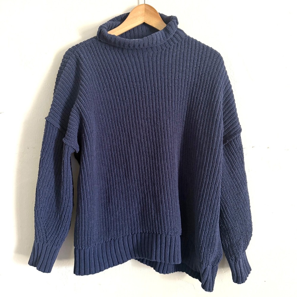 Aerie Turtleneck Knit Rollneck Pullover Sweater Fisherman Boxy Size XSmall‎